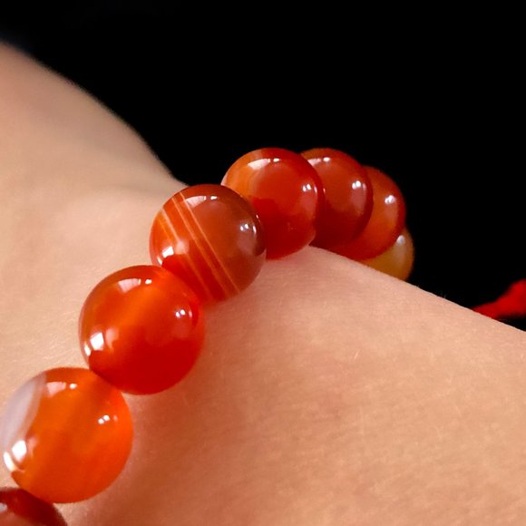 Carnelian Bracelet Genuine Natural Gemstone Beads | Adjustable Red Agate Anklet - Picture 1 of 7